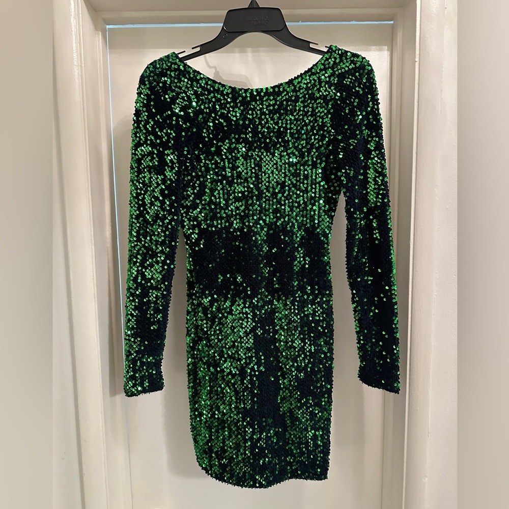 Motel Rocks Gabby Sequin Mini Dress in Emerald